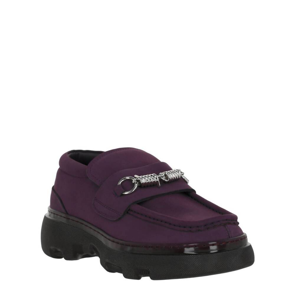 NEW BURBERRY women's creeper clamp loafers in aubergine - Picture 2 of 4